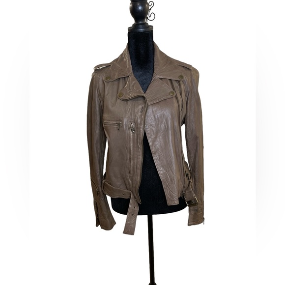 Kenna-T Bomber Jacket, Crinkled Soft lLather, Brown, Size XS - Picture 3 of 9